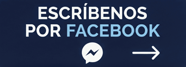 Botón azul para contacto con el texto Escríbenos por Facebook y logo de Messenger.