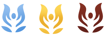 Driekleurig logo dat verbinding tussen lichaam, geest en ziel weergeeft.