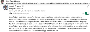 Example 5 of recommendation written for French teacher Jean-Robert Lebrun