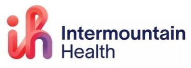 Intermountain Health logo featuring a gradient red and purple IH icon for healthcare services.