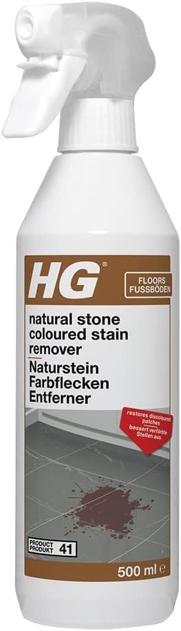 HG natural stone coloured stain remover spray bottle for cleaning floor tiles and surfaces.