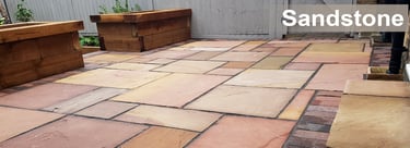 Sandstone Paving Raised Timber Sleeper Planter Seating Romford, Hornchurch, Upminster, Brentwood