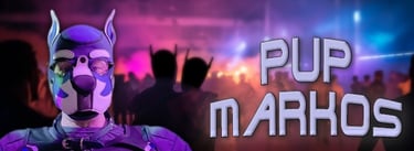 Man in pup mask. "Pup Markos"