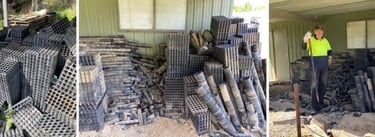 RCQ sorted and delivered thousands of used pots to the Growing Abilities nursery in Goulburn in 2023