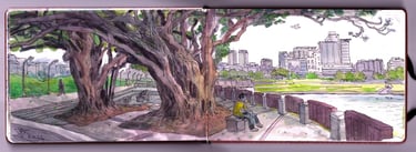 Urban sketch artbook by Evgeny Bondarenko