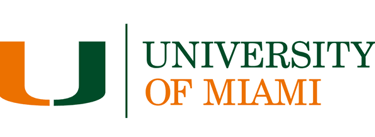 University of Miami logo with green and orange text and a stylized 'U', representing the institution