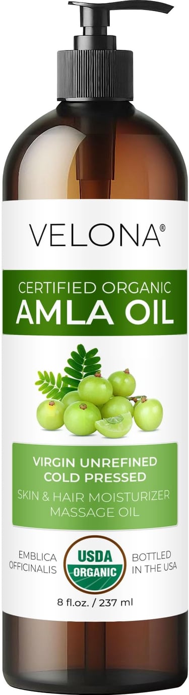 a bottle of organic amla oil