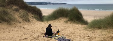 Painting at Godrevy in the sand dunes