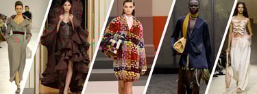 Collage of the Milan Spring Summer 2026 Fashion Week shows.