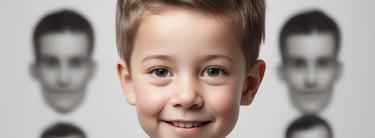 a young boy getting his hair cut at a barber shop