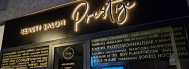 VITRINE DE SALON DE COIFFURE PRESTIGE
