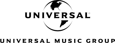 Universal Music Group black and white logo with globe icon and typography.