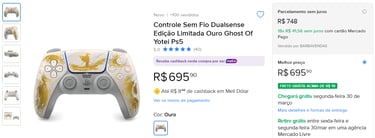 DualSense Ghost of Yōtei preço Mercado Livre
