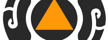 a black and white logo with a triangle shaped triangle