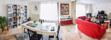 photo immobilière panoramique d'un salon de maison sur dijon