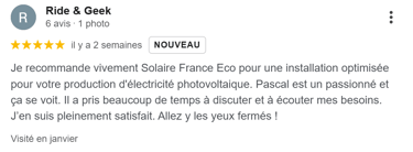 avis google installation panneaux solaires au sol 6kwc à digne les bains