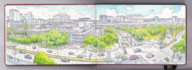 Urban sketch artbook by Evgeny Bondarenko