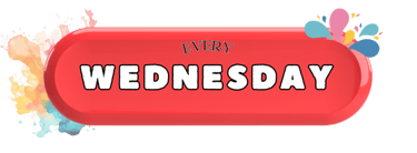 a red sign that says, every wednesday, the day of our lesson