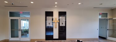 blank wall at saint david the king church before the mural by artworks by marcine was painted
