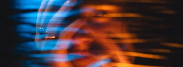 abstract portrait of a blue and orange woman