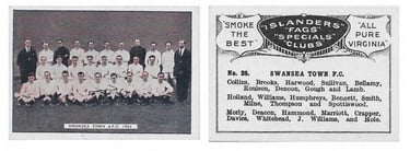Vintage 1924 Swansea Town AFC football team trading card featuring players and Islanders tobacco branding.