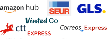 logos empresas paquetería España Amazon Hub GLS SEUR CTT Express Correos Express Vinted Go