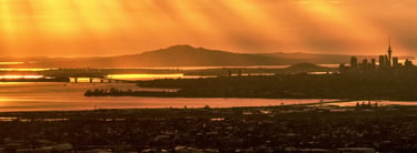 Sunrise over Auckland's downtown; Auckland, New Zealand - fine art photograph