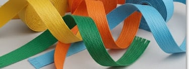 Biodegradable braided paper ribbon rolls in multiple colors