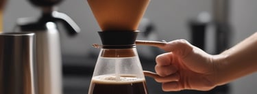 A barista carefully measuring freshly roasted coffee grounds into a scale on a black countertop.