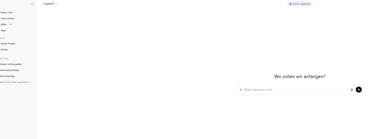 Screenshot der ChatGPT-Startseite mit dem Eingabefeld: Stelle irgendeine Frage