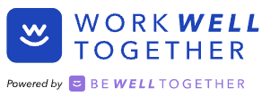 a work well together logo with a blue and white background