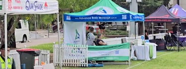 Distant image of Massage Gazebo at Wollongong Sporting Event