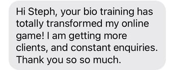 a text message from a customer who is about to be a trainer