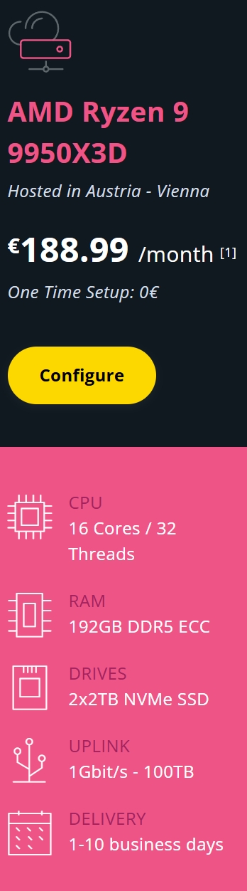 evolushost Ryzen 9950X3D price
