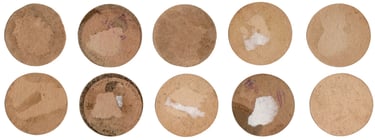 Reverse sides of 1949 Figuritas Bicicleta Basketball Discs