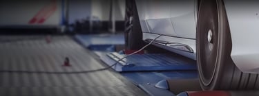 Voiture sur un banc de puissance
