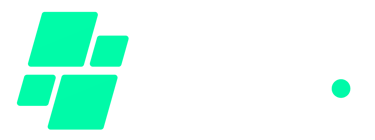 a green and white logo with a white and black background
