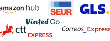 logos empresas paquetería España Amazon Hub GLS SEUR CTT Express Correos Express Vinted Go