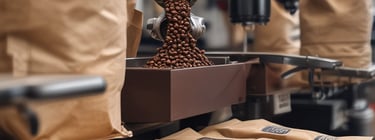 A sleek black coffee bag with the Coffee Therapy Co. logo against a white and dark teal background.