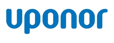 Official blue Uponor logo on a white background for plumbing and radiant heating solutions.