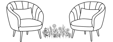 Due poltrone con al centro dei fiori, simbolo di ciò che di buono viene dalla psicoterapia