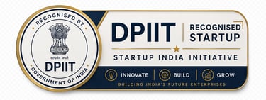 Premium corporate badge displaying Tanori Hair LLP as a DPIIT Recognised Startup under the Startup India initiative.