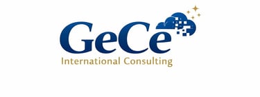 GeCe International consulting logo includes a blue cloud with gold sparkles