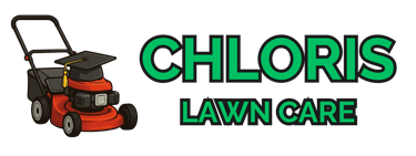 a lawn mowering with a graduation cap on it with the text "Chloris Lawn Care"