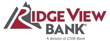 a ridgeview bank logo with the words ridgeview bank