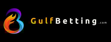GulfBetting.com logo featuring a colorful fire swirl icon next to white and orange text on a black background.