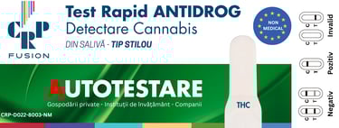 CRP Rapid saliva THC drug test kit for cannabis detection with interpretation guide for results.