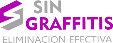 Logotipo de Sin Graffitis, especialistas en eliminación efectiva de graffitis en Málaga, con eslogan en color púrpura y gris