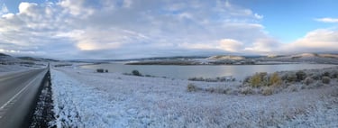 Driving along Highway 22 by Chain Lakes, Alberta