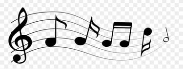 Black music notes with waving scale 